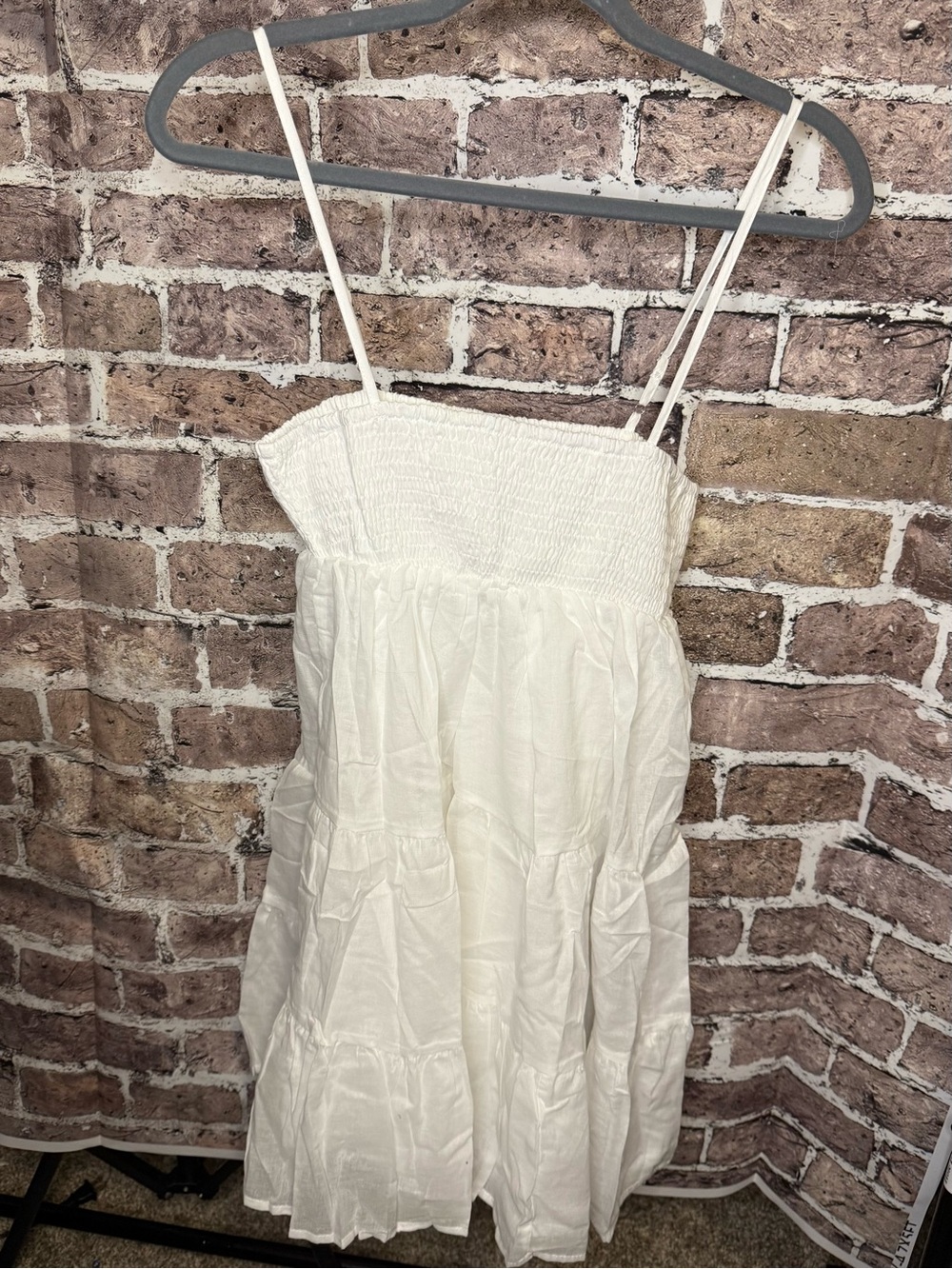 HYFVE White Smocked Strapless Top